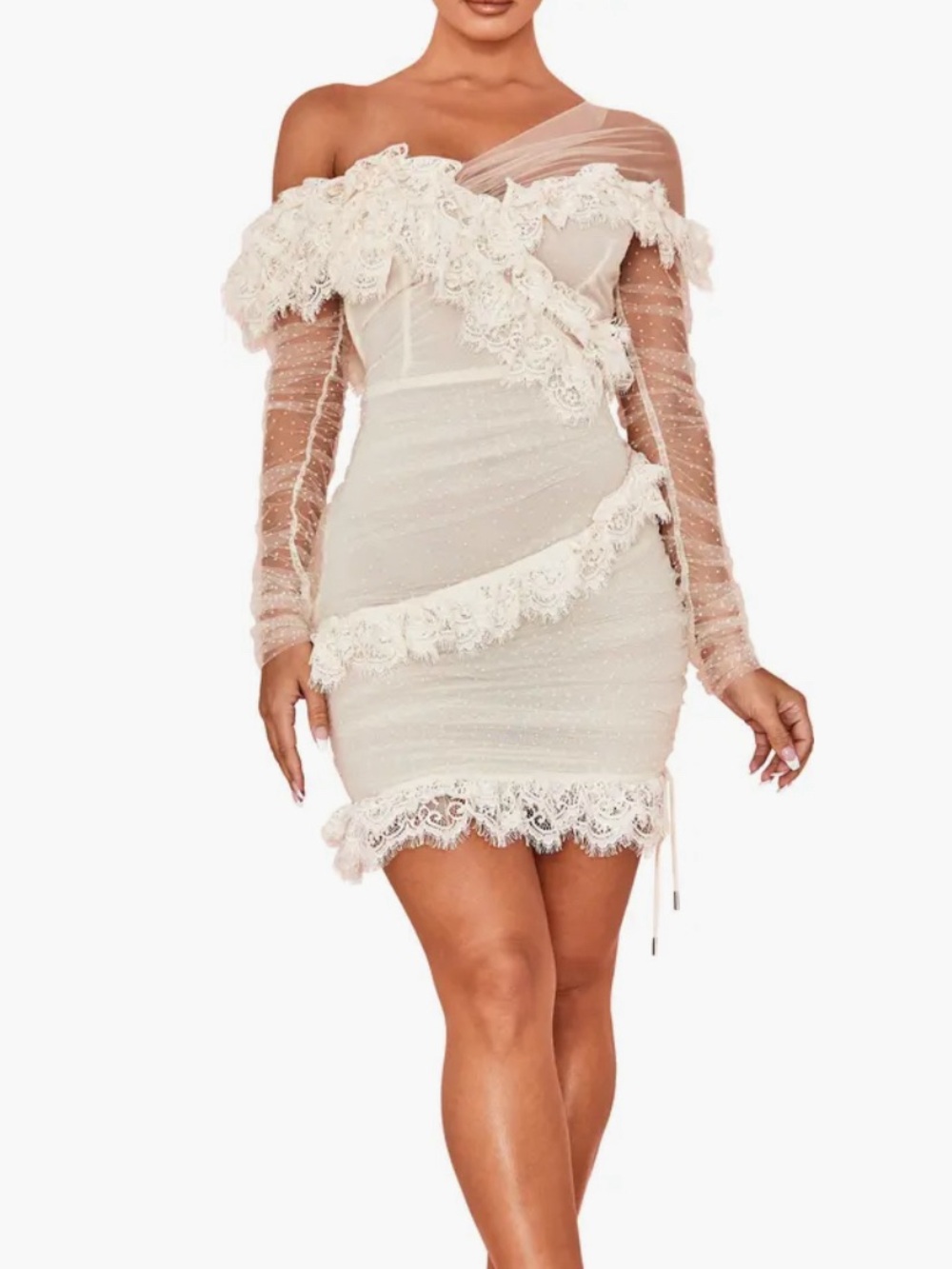 House of CB Sorrel Tulle Asymmetric Mini Dress Size: L+